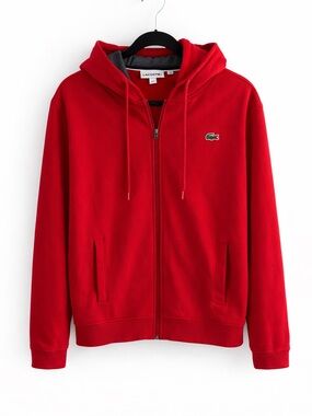 Lacoste Red Zip Up Hoodie Men’s 3XL Crocodile Logo Sweatshirt
